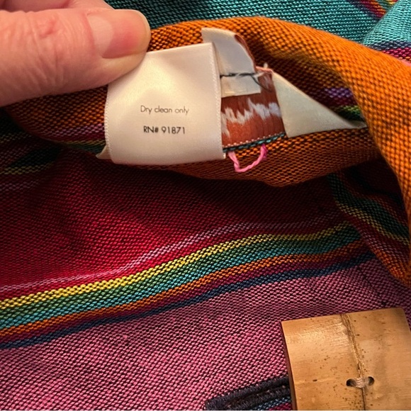 Norm Thompson Art to Wear Rustic Serape Striped  100% Cotton Jacket Size Medium - Picture 6 of 9